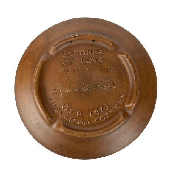 Frankoma Pottery 1978 Madonna Of Love Plate Signed Grace Lee Frank Brown Ceramic - Picture 2 of 4